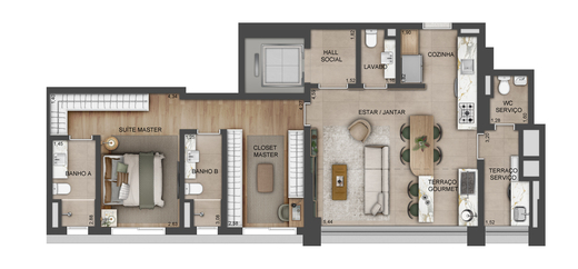 Planta 01 - 1 dorm 98m�