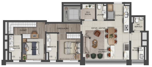 Planta 03 - 2 dorm 98m�