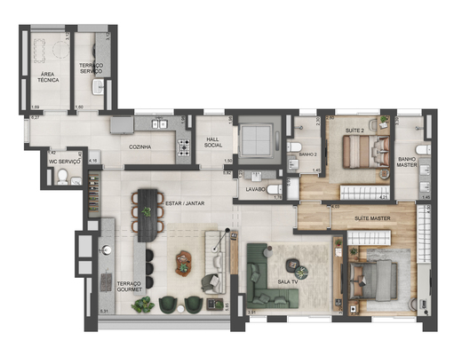 Planta 04 - 2 dorm 133m�
