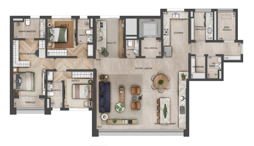 Planta 07 - 3 dorm 180m�
