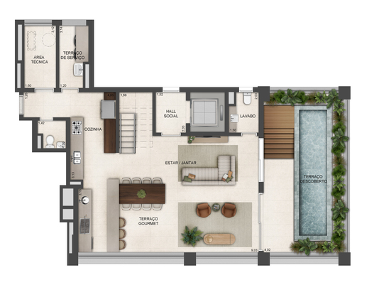 Planta 11 - 3 dorm 239m� - duplex - inferior