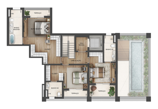 Planta 12 - 3 dorm 239m� - duplex - superior