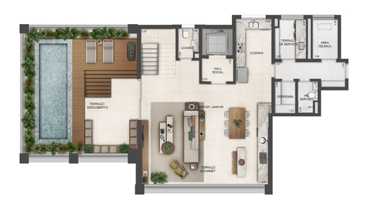 Planta 13 - 4 dorm 329m� - duplex - inferior