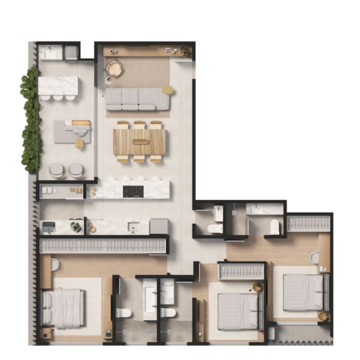 Planta 02 - 3 dorm 128,49m²