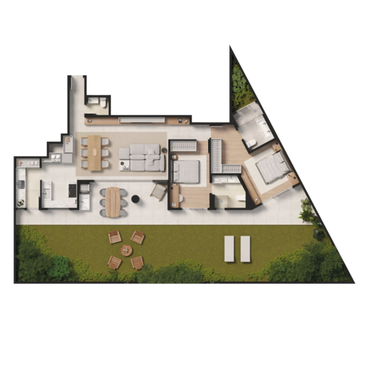 Planta 12 - 2 dorm 231,93m² - garden