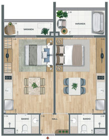 Planta 06 - 2 dorm 60,26m²