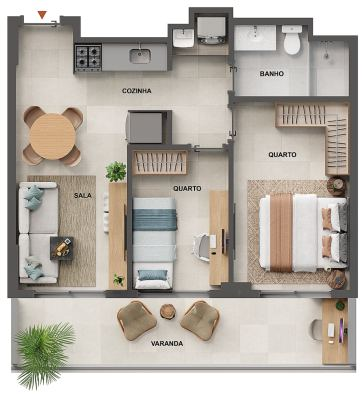 Planta 15 - 2 dorm 55,79m²