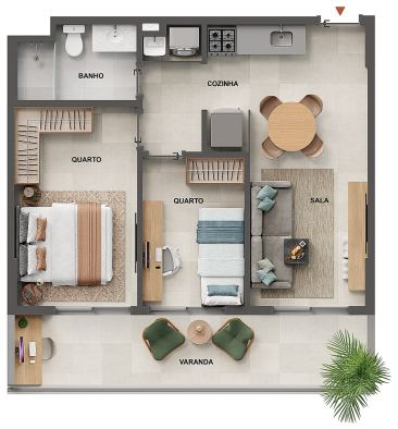 Planta 16 - 2 dorm 57,25m²