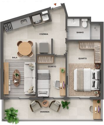 Planta 17 - 2 dorm 57,80m²
