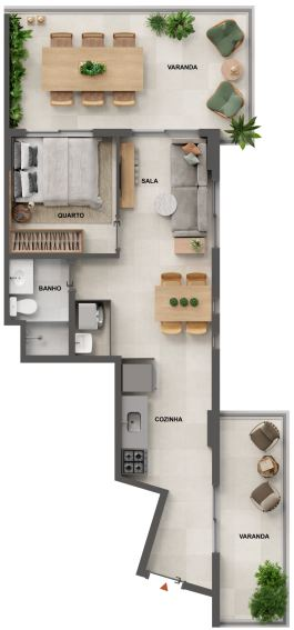 Planta 19 - 1 dorm 61,61m²