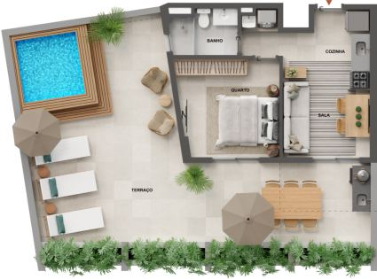 Planta 26 - 1 dorm 89,26m² - garden