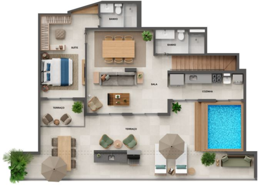 Planta 30 - 3 dorm 180,76m² - cobertura duplex - superior