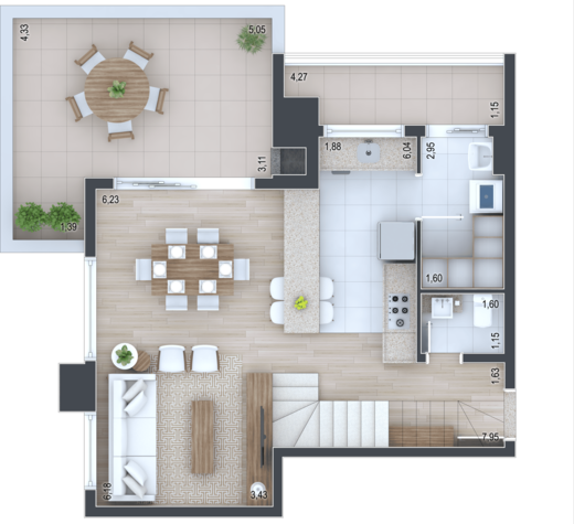 Planta 12- 2 dorm 93,26mcobertura duplex parte superior