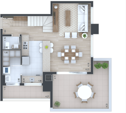 Planta 13- 2 dorm 93,26mcobertura duplex parte superior