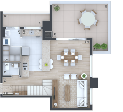 Planta 10- 2 dorm 93,26mcobertura duplex parte superior