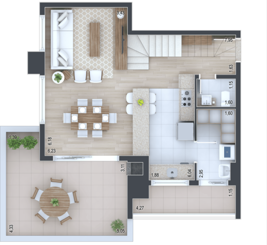 Planta 11- 2 dorm 93,26mcobertura duplex parte superior
