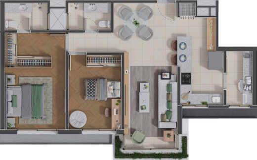 Planta 02 - 2 dorm 83,13m²