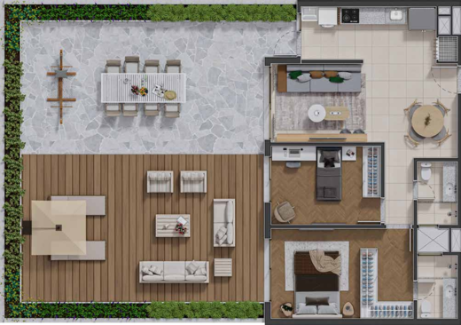 Planta 04 - 2 dorm 181,92m² - garden