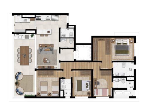 Planta 01 - 4 dorm 152m�