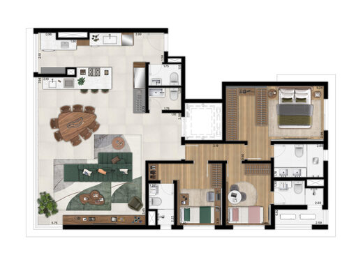 Planta 02 - 3 dorm 152m� - op��o