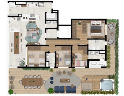 Planta 03 - 4 dorm 238,44m� - garden