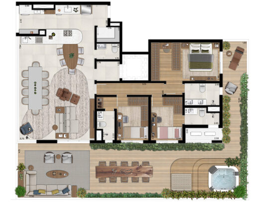 Planta 04 - 3 dorm 238,44m� - garden - op��o 1