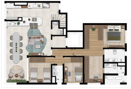 Planta 07 - 3 dorm 276,42m� - cobertura duplex - inferior - op��o