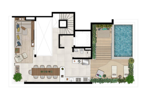 Planta 08 - 3 dorm 276,42m� - cobertura duplex - superior