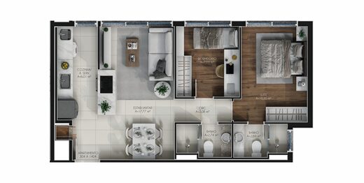 Planta 02 - 2 dorm 63m