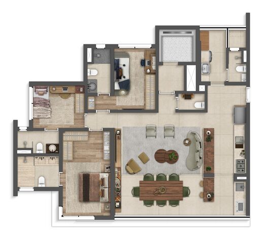 Planta 01 - 3 dorm 127m�