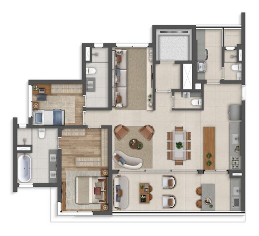 Planta 02 - 2 dorm 127m� - op��o