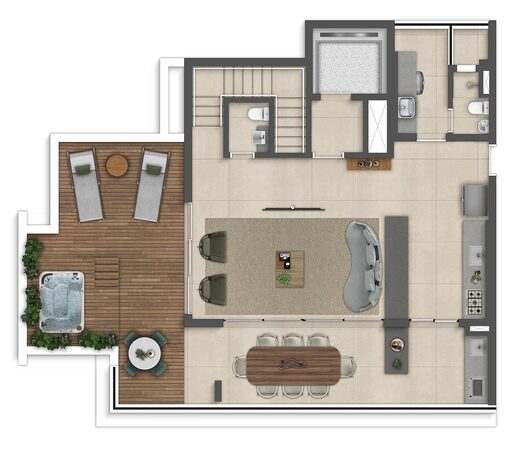 Planta 04 - 3 dorm 251m� - cobertura duplex - superior