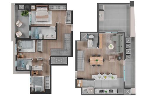 Planta 12 - 3 dorm 134,61m - duplex