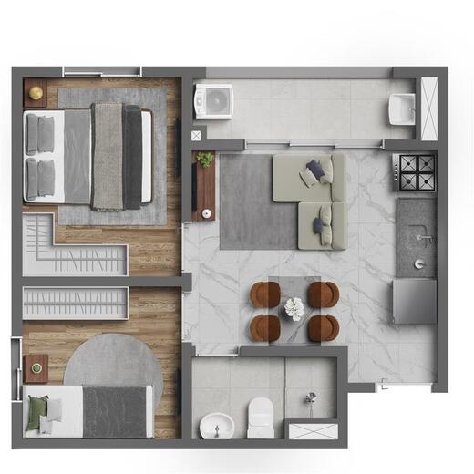 Planta 04 - 2 dorm 35,64m�