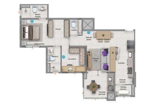 Planta 02 - 1 dorm 72m - opo 1