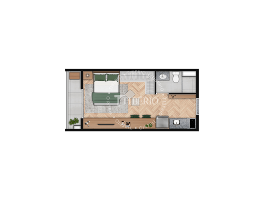 Planta 01 - 1 dorm 24,55m - studio