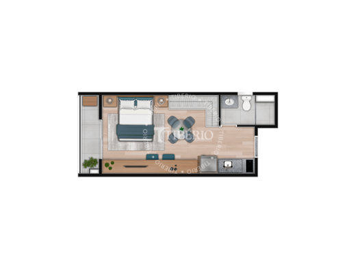 Planta 02 - 1 dorm 26,23m - studio
