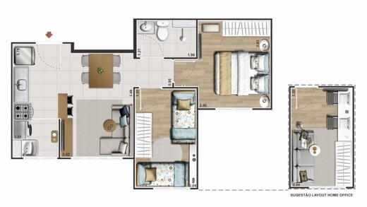 Planta 01 - 2 dorm 36,39m