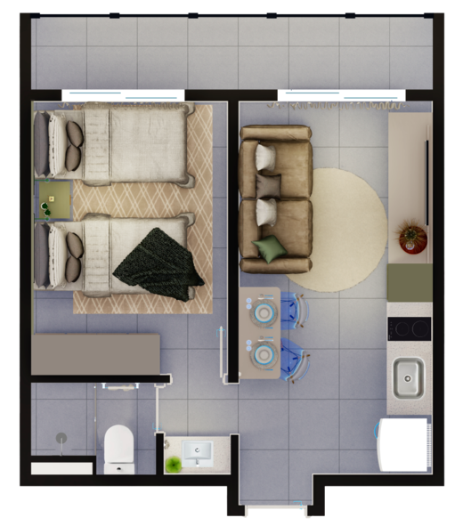 Planta 04 - 1 dorm 33,56m²