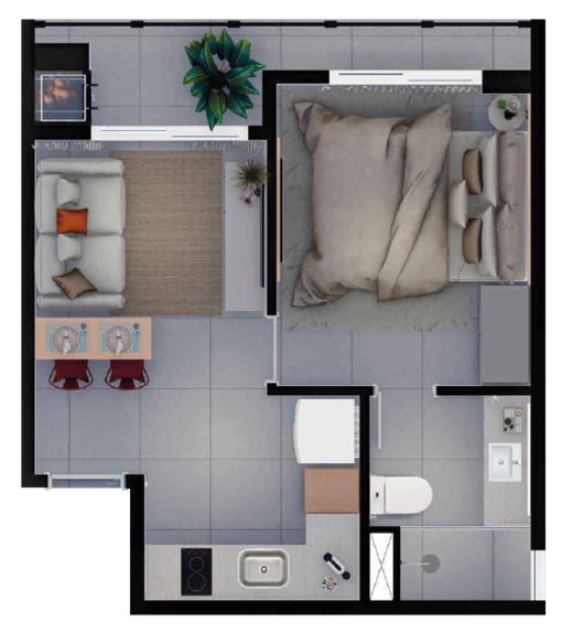Planta 05 - 1 dorm 33,70m²