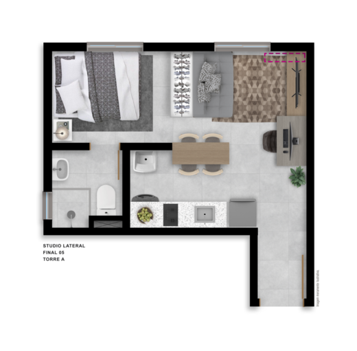 Planta 02 - 1 dorm 24,08m� - studio