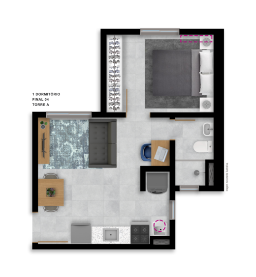 Planta 03 - 1 dorm 43,79m�