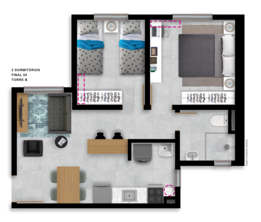 Planta 04 - 2 dorm 43,79m�