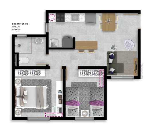 Planta 05 - 2 dorm 44,42m�
