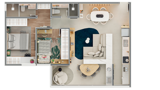 Planta 01 - 2 dorm 69m