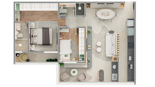 Planta 05 - 2 dorm 70,70m