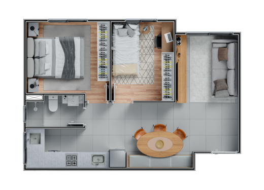 Planta 02 - 2 dorm 46,61m�