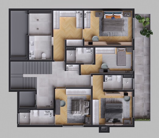 Planta 04 - 4 dorm 676,05m² - pavimento intermediário
