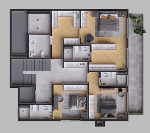 Planta 05 - 3 dorm 676,05m² - pavimento intermediário - opção