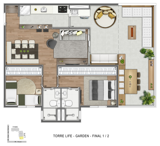 Planta 04 - 2 dorm 86m� - garden